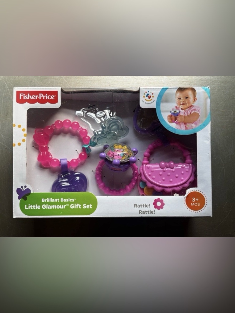 Fisher Price Baby Gift Set Little Glamour 5 Piece Infant Toys Rattle NEW
